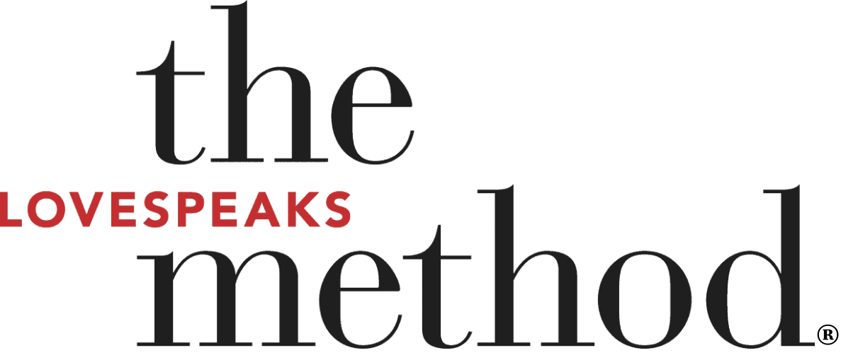 The Lovespeaks Method Logo with (R) - Black and Red